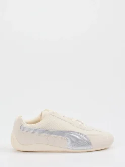 Puma – Sneaker aus Veloursleder und Mesh cremeweiß