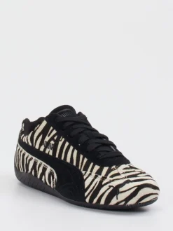 Puma – Sneaker aus Veloursleder und Fellstruktur schwarz