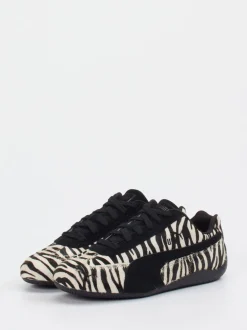 Puma – Sneaker aus Veloursleder und Fellstruktur schwarz