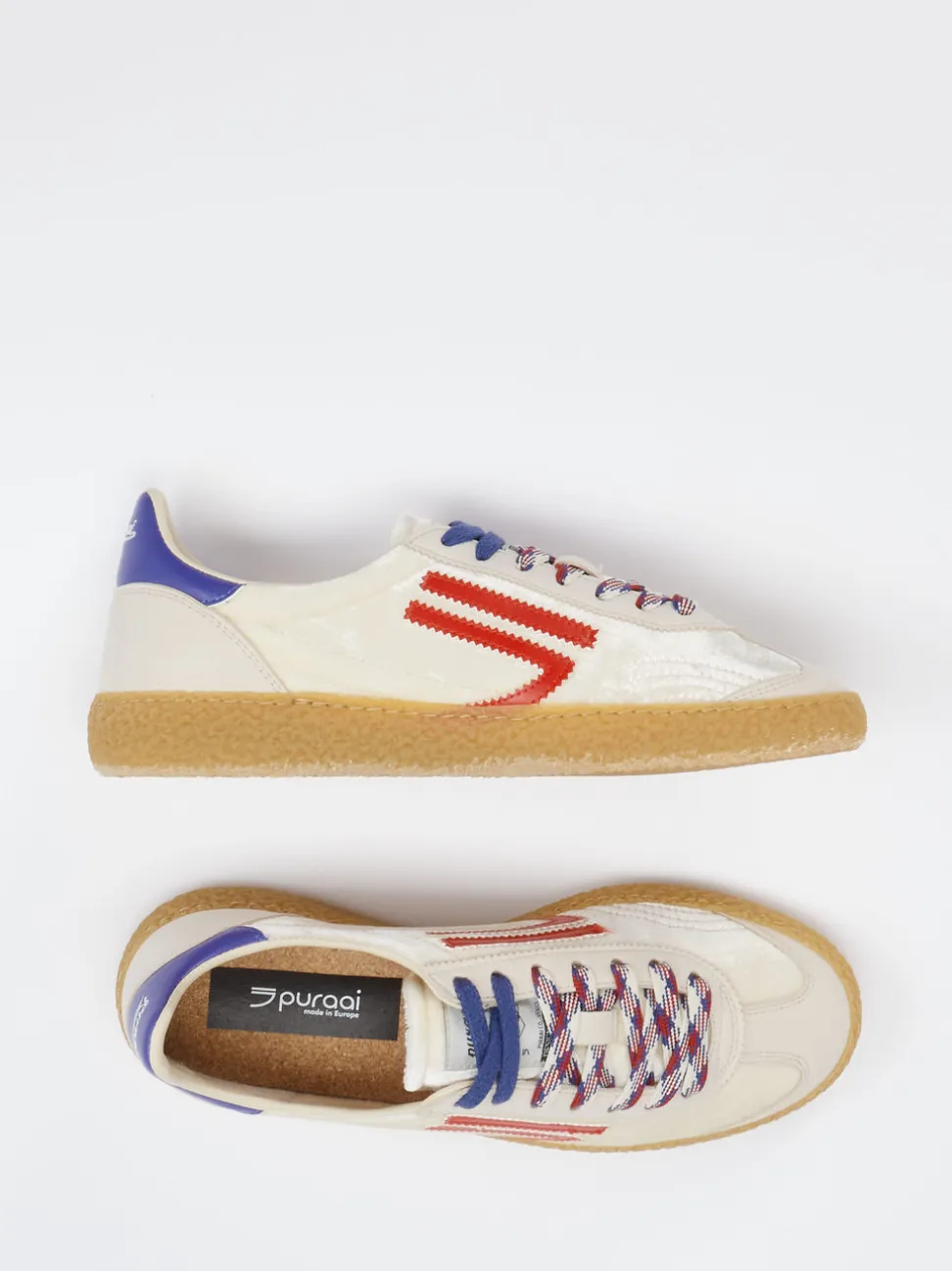Puraai – Retro-Sneaker aus Veloursleder und Textil Beige