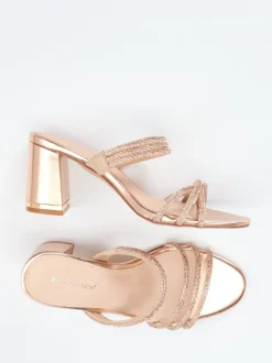 Ralph Harrison – Abendsandale aus Metallic in Roségold