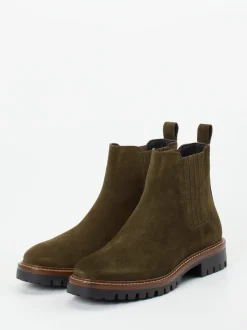 Ralph Harrison – Chelsea Boots aus Veloursleder olivgrün