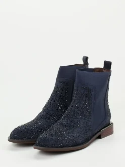 Ralph Harrison – Chelsea Boots aus Veloursleder Dunkelblau