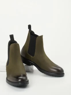 Ralph Harrison – Chelsea Boots aus Nubukleder Olivgrün