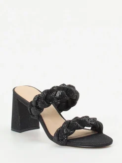 Ralph Harrison – High Heel Mules aus Textil in Schwarz