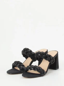 Ralph Harrison – High Heel Mules aus Textil in Schwarz
