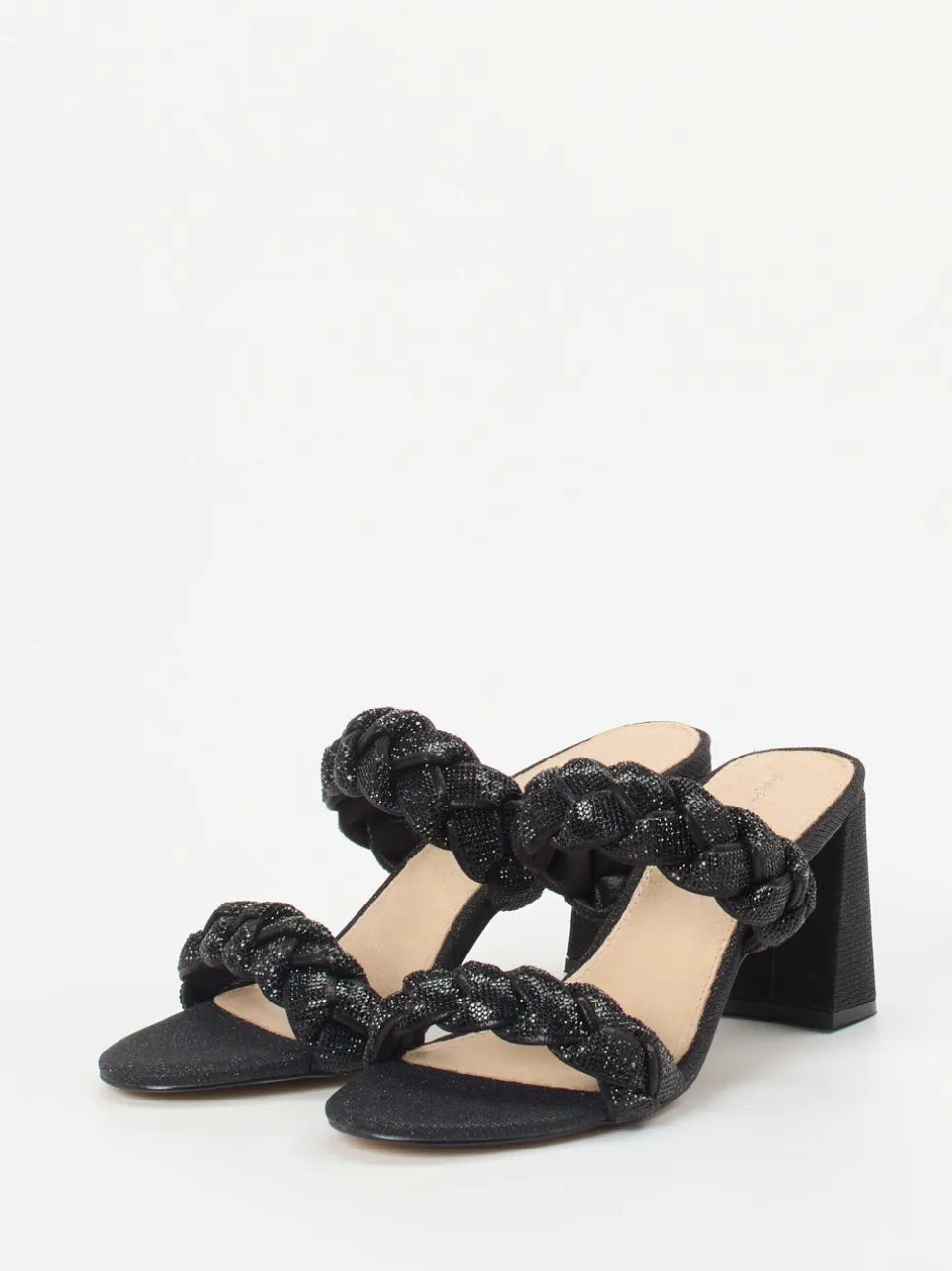 Ralph Harrison – High Heel Mules aus Textil in Schwarz