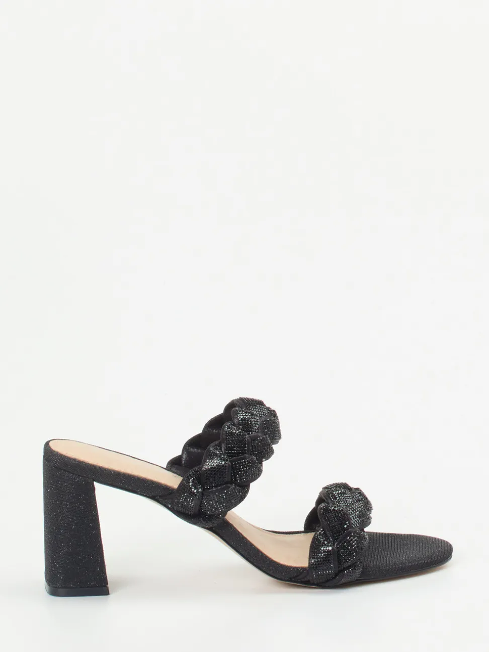 Ralph Harrison – High Heel Mules aus Textil in Schwarz