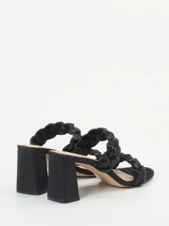 Ralph Harrison – High Heel Mules aus Textil in Schwarz