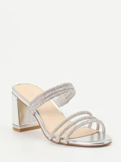 Ralph Harrison – High Heel Mules aus Metallicleder Silber