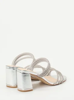 Ralph Harrison – High Heel Mules aus Metallicleder Silber