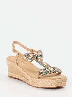 Ralph Harrison – Keilsandalette aus Veloursleder beige