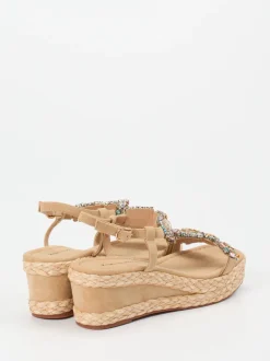Ralph Harrison – Keilsandalette aus Veloursleder beige