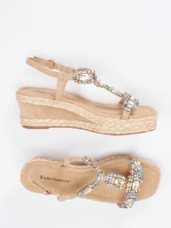 Ralph Harrison – Keilsandalette aus Veloursleder beige