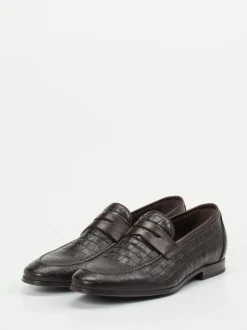 Ralph Harrison – Loafer aus geprägtem Leder Dunkelbraun