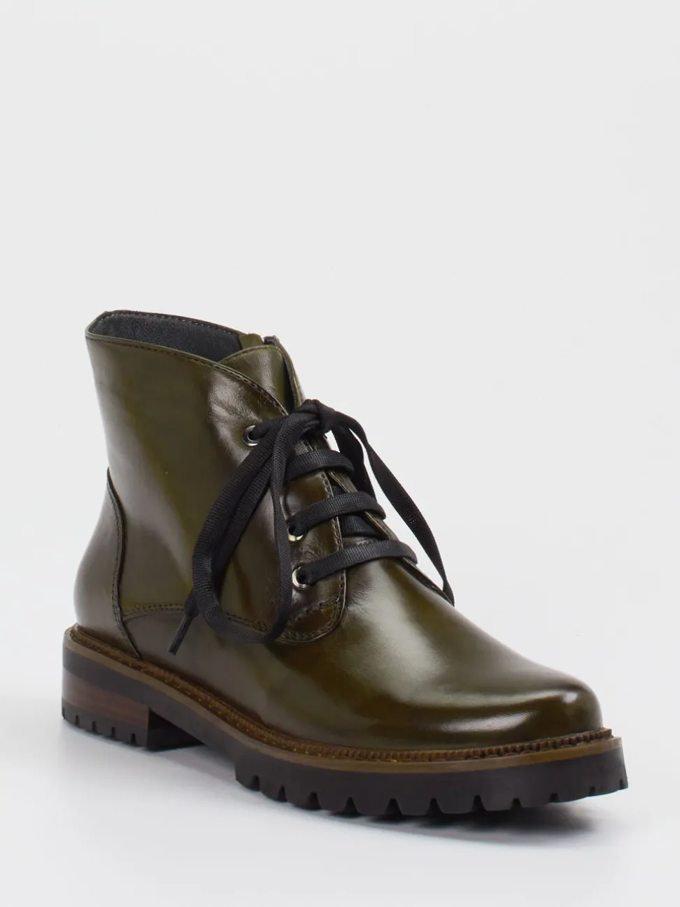 Ralph Harrison – Schnürstiefelette aus Lammleder Olivgrün