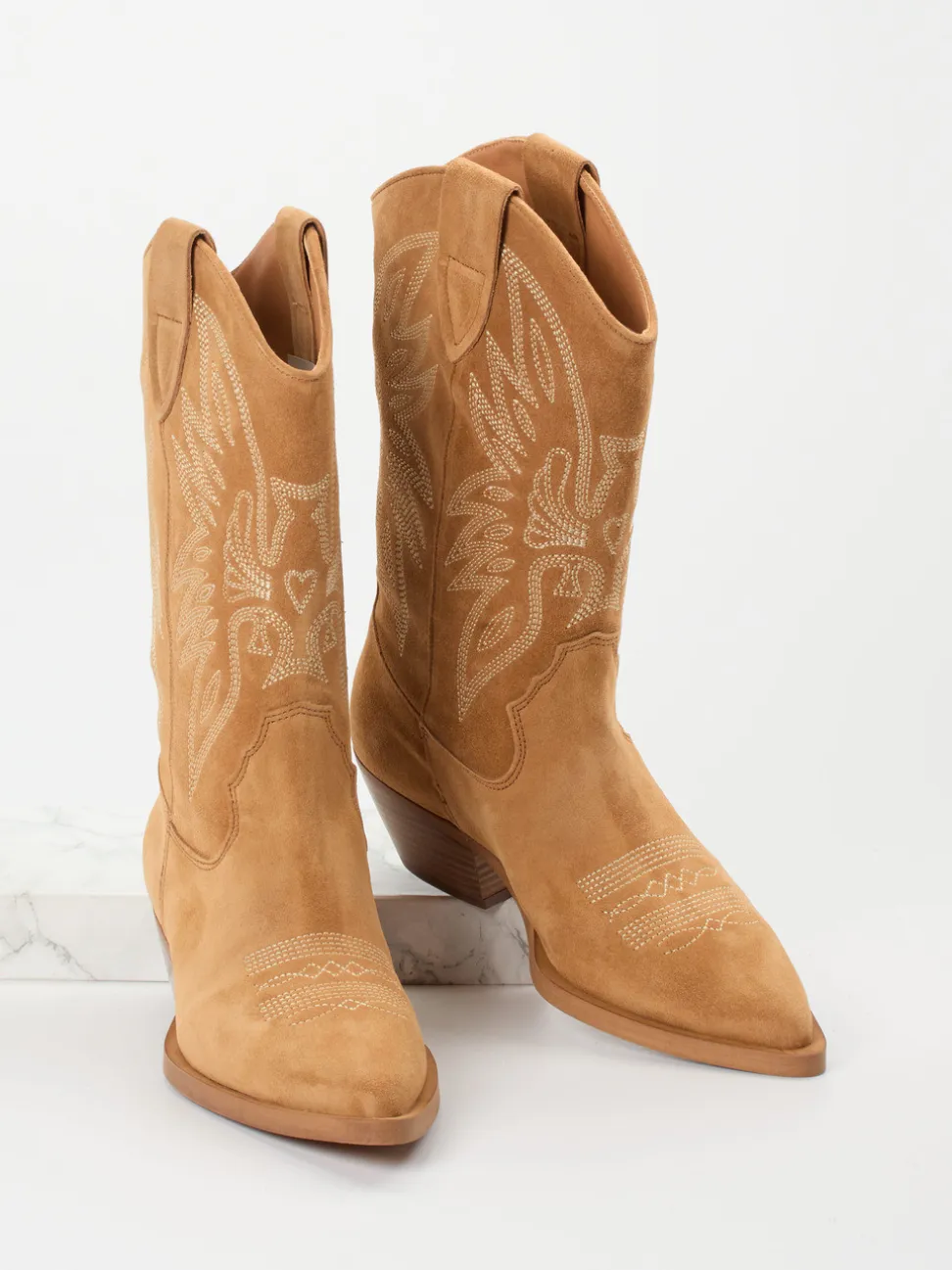 Ralph Harrison – Westernstiefel aus Veloursleder cognac