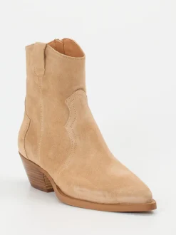 Ralph Harrison – Western-Stiefeletten aus Veloursleder Beige
