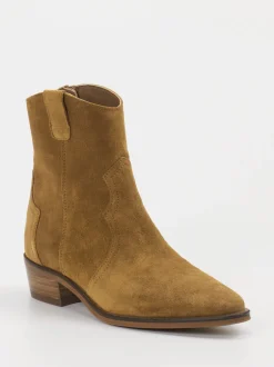 Ralph Harrison – Western-Stiefelette aus Veloursleder Cognac