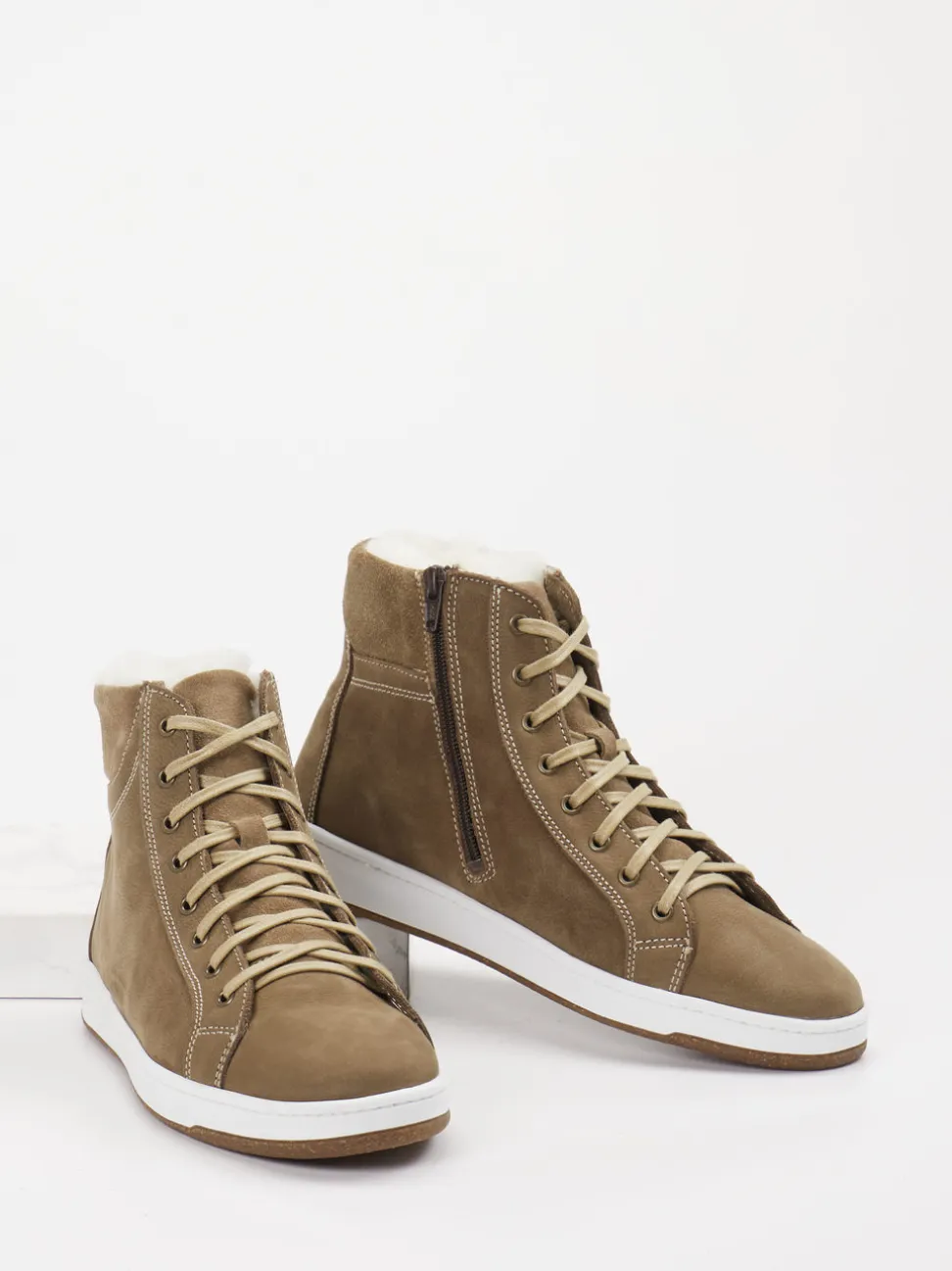 Ralph Harrison Country – High-Top Sneaker aus Leder taupe