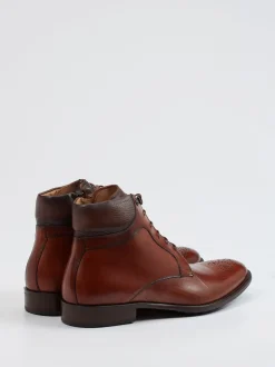 Ralph Harrison Edition – Schnürstiefeletten aus Kalbleder cognac