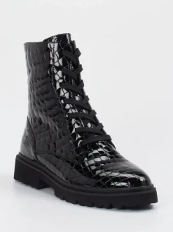 Rapid Soul – Schnürboots aus Lackleder Schwarz