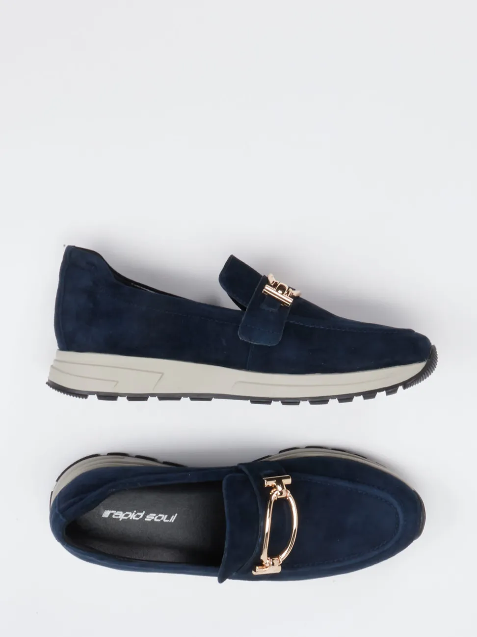 Rapid Soul – Slipper aus Veloursleder Dunkelblau
