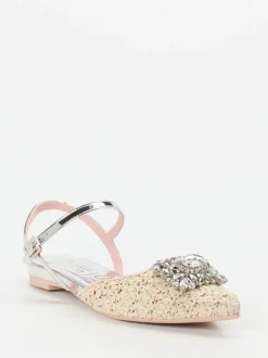 RAS – Slingback-Ballerinas aus Bastgeflecht Beige