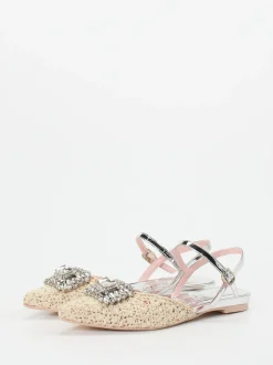 RAS – Slingback-Ballerinas aus Bastgeflecht Beige