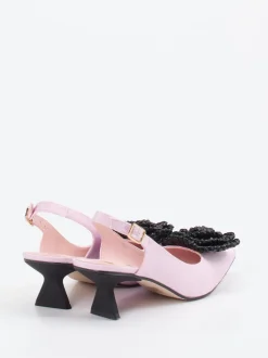 RAS – Slingback-Pumps aus Textil in Pastellrosa
