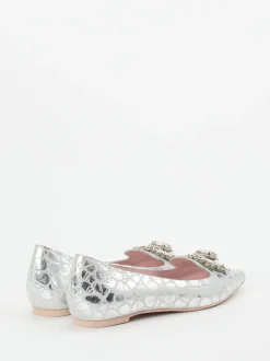 RAS – Spitzballerinas aus Metallicleder silber