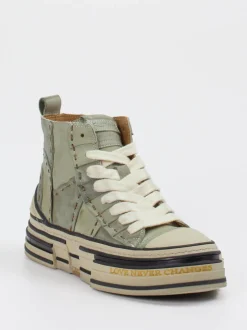 Rebecca White – High-Top Sneaker aus Veloursleder Salbeigrün