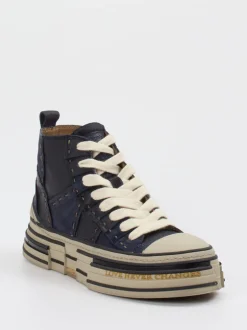 Rebecca White – High-Top Sneaker aus Veloursleder blau
