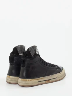 Rebecca White – High-Top Sneaker aus Metallicleder Schwarz