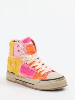 Rebecca White – High-Top Sneaker aus Textil Patchwork