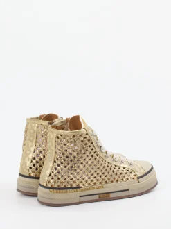 Rebecca White – High-Top Sneaker aus Flechtleder Gold