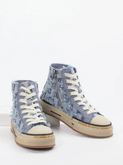 Rebecca White – High-Top Sneaker aus Denim mit Glitzer