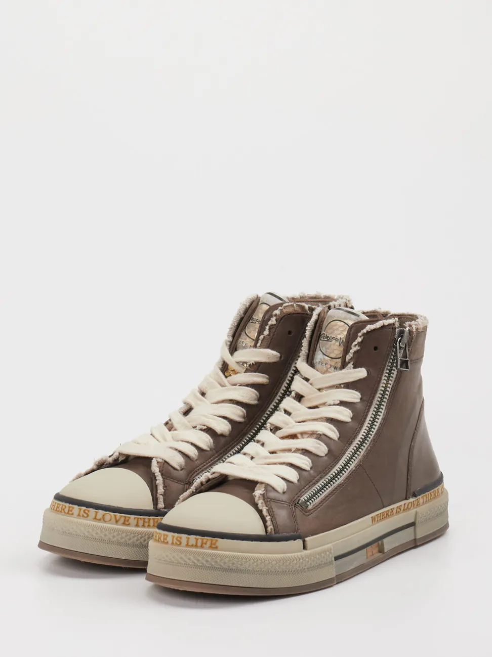 Rebecca White – High-Top Sneaker aus Leder altrosa