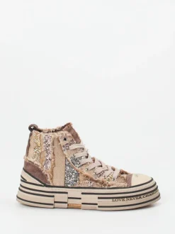 Rebecca White – High-Top Sneaker aus Textil mit Glitzer