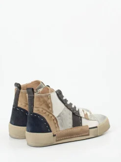 Rebecca White – High-Top Sneaker aus Veloursleder Patchwork