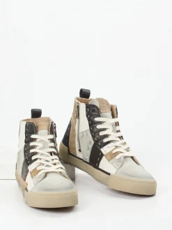 Rebecca White – High-Top Sneaker aus Veloursleder Patchwork