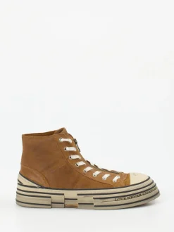 Rebecca White – High-Top Sneaker aus Veloursleder cognac