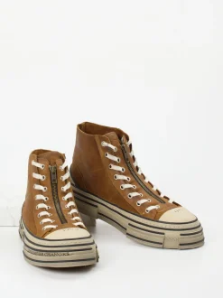 Rebecca White – High-Top Sneaker aus Veloursleder cognac