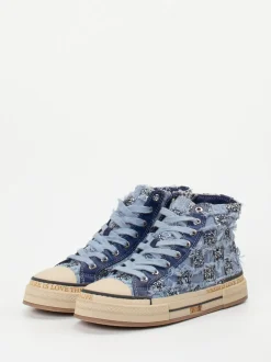 Rebecca White – High-Top Sneaker aus Denim-Textil blau