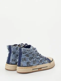 Rebecca White – High-Top Sneaker aus Denim-Textil blau