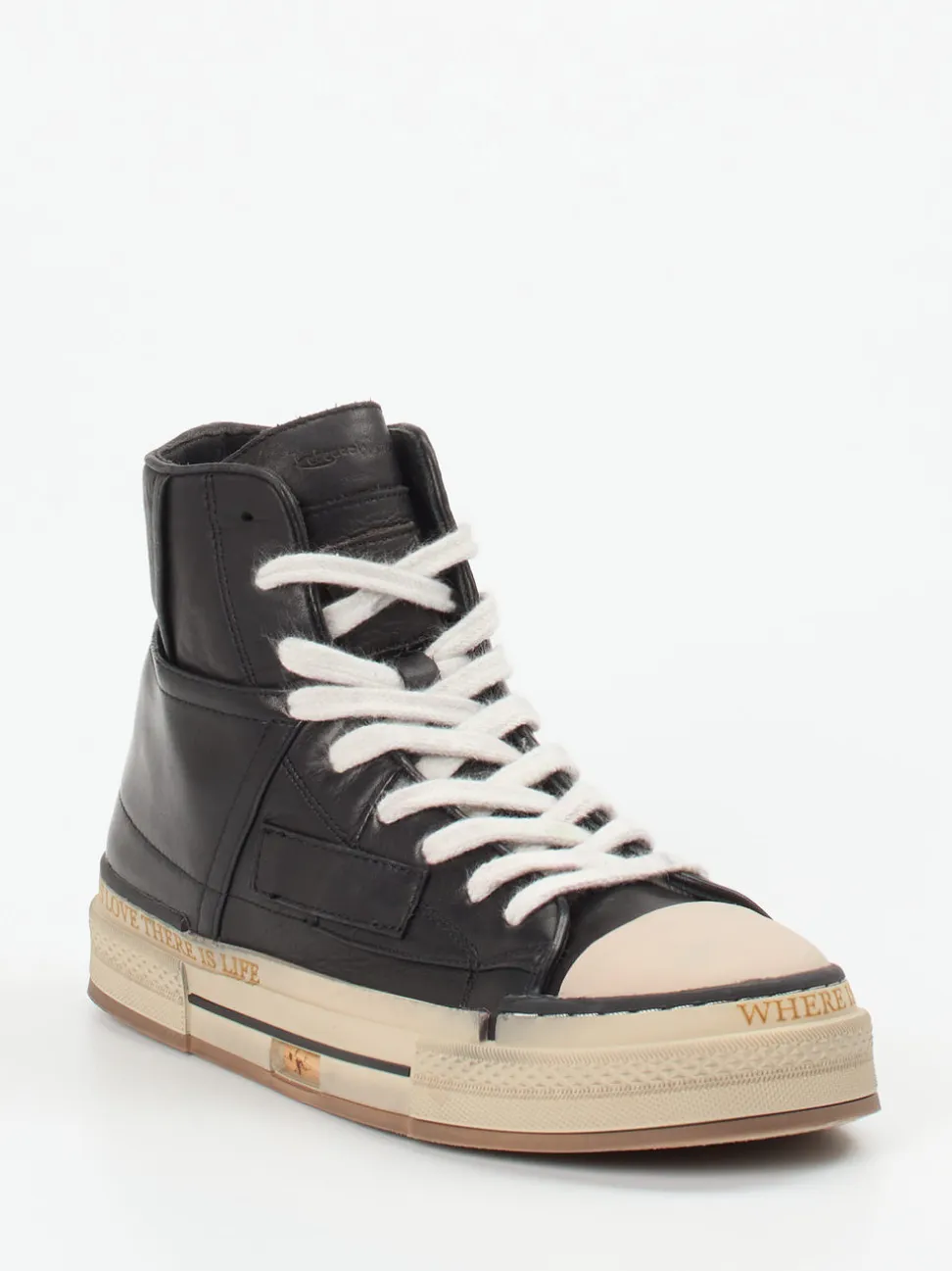 Rebecca White – High-Top Sneaker aus Leder schwarz
