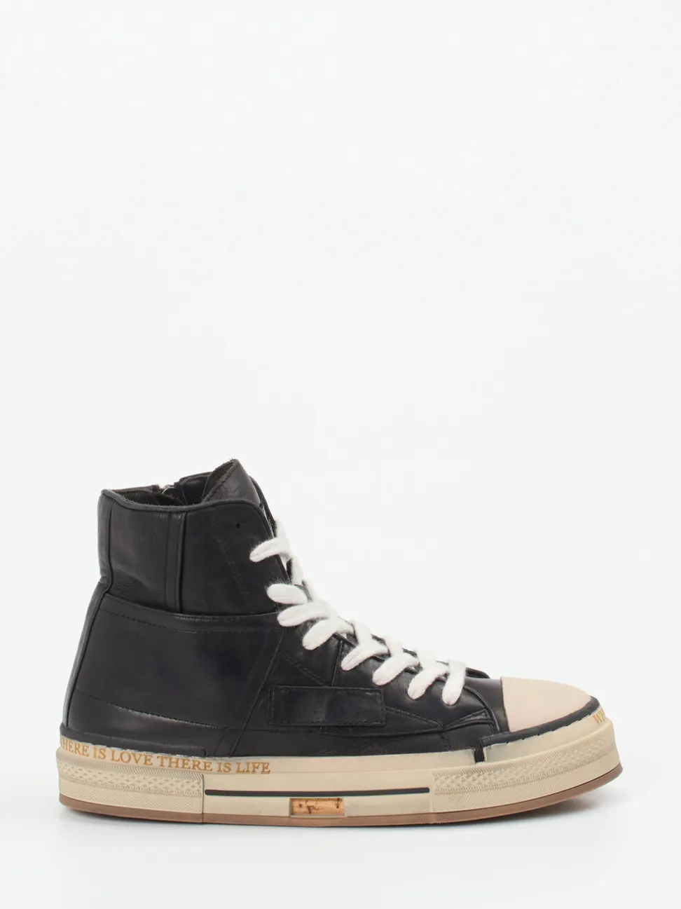 Rebecca White – High-Top Sneaker aus Leder schwarz