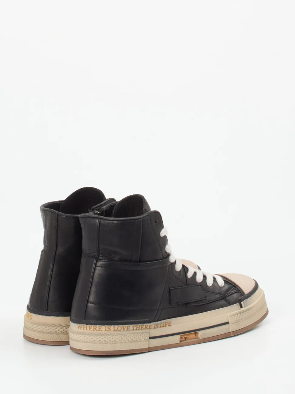 Rebecca White – High-Top Sneaker aus Leder schwarz