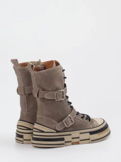 Rebecca White – High-Top-Boots aus Veloursleder Taupe