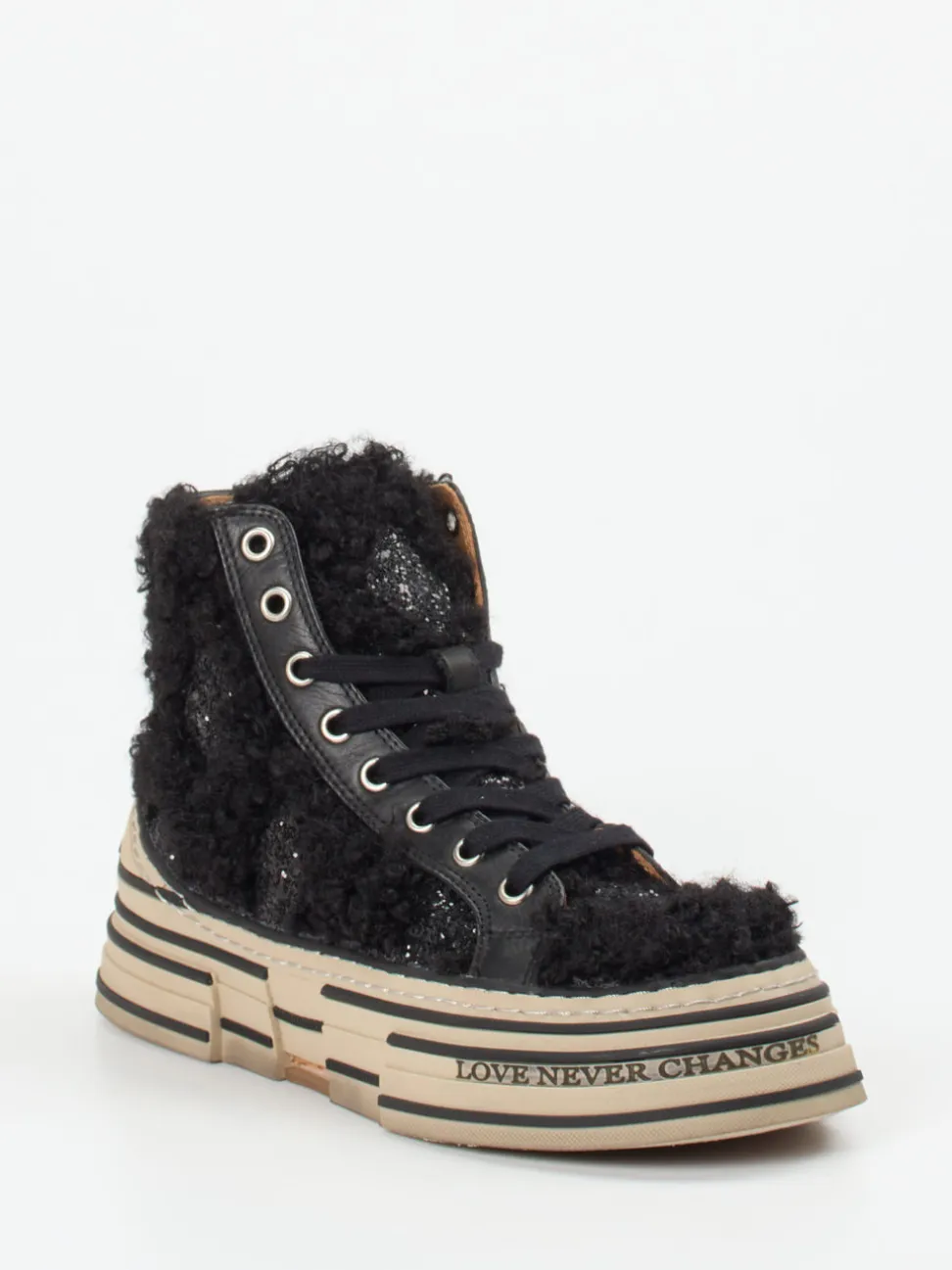 Rebecca White – High-Top-Sneaker aus Textil in Schwarz